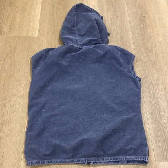 Y2K Vintage DKNY Active Women's Blue Sleeveless Hoodie Jacket Size L - Picture 5 of 5